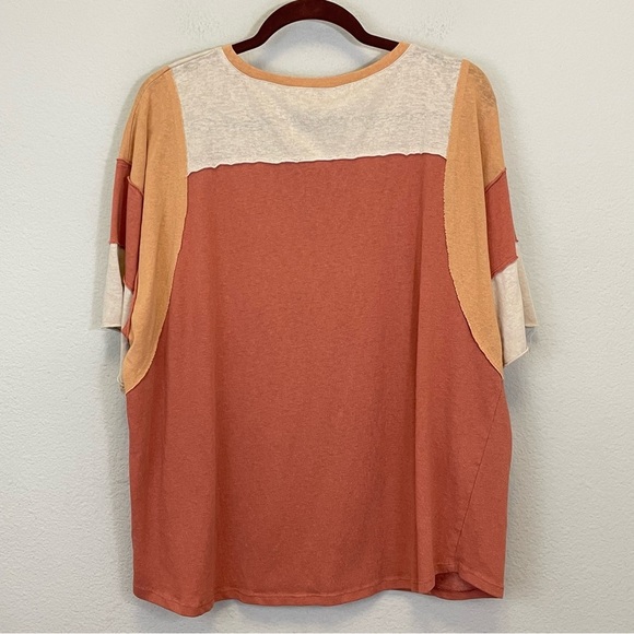 Easel Colorblock Relaxed Short Sleeve Boho Crewneck Tee Size‎ Large - Picture 7 of 8